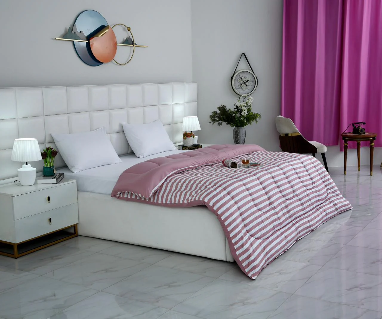 1 PC Double Winter Razai-Pink Bold Stripes - Image 3