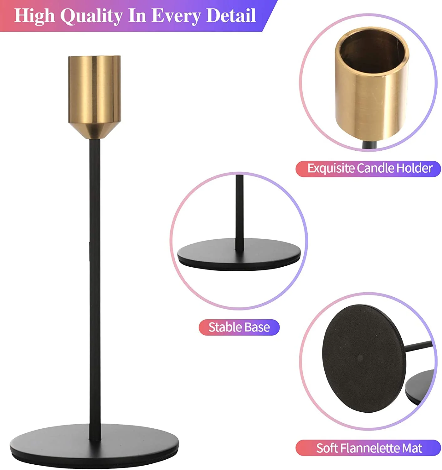2 PCs  Metal Candle Holder-Golden Cups - Image 3