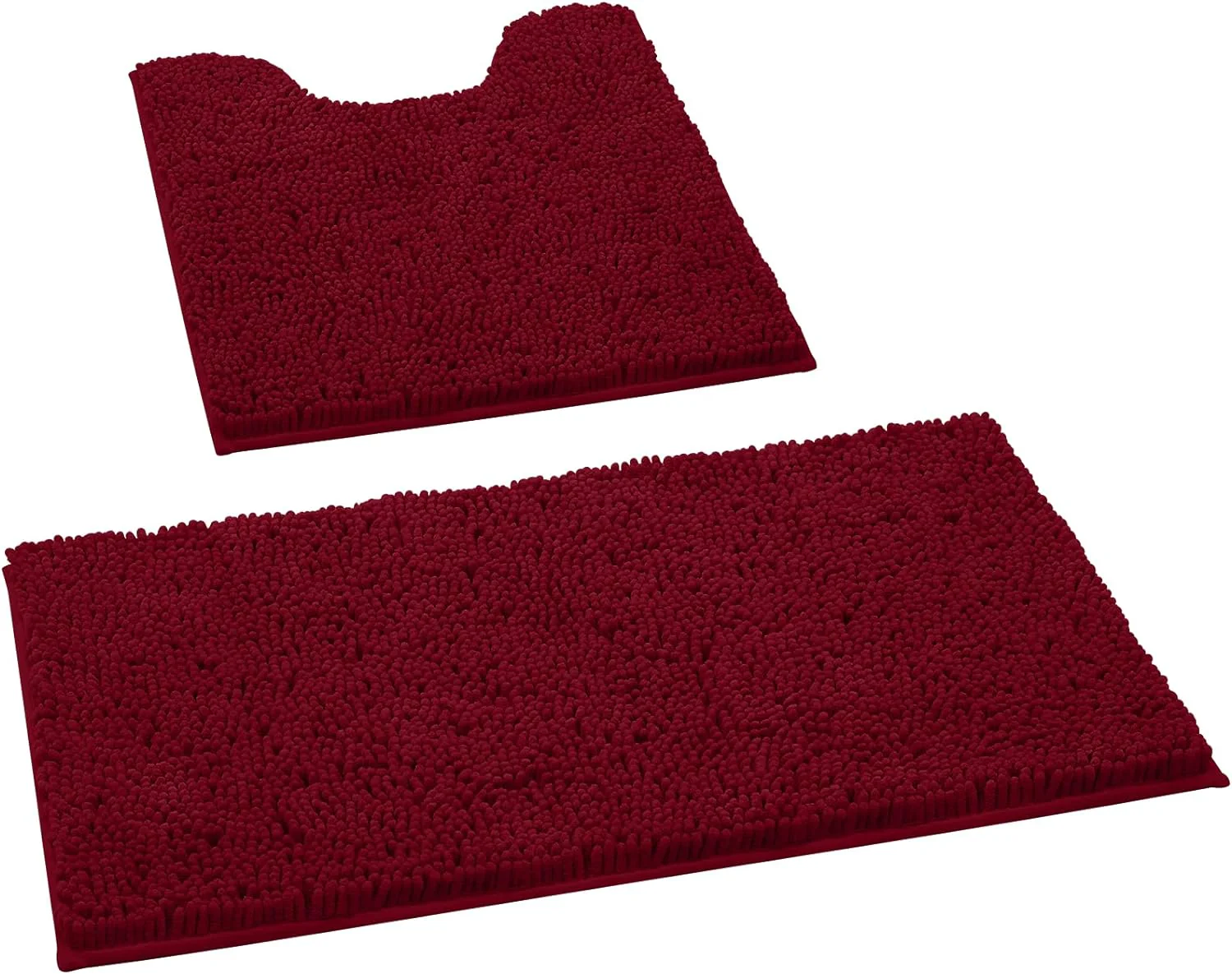 2 PCs Microfiber Anti Slip Commode Mat Set-Burgundy - Image 2