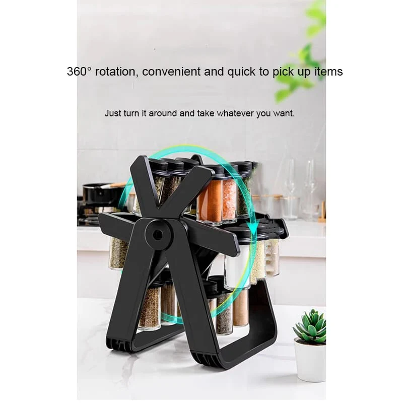 21 PCs Rotating Spice Jar Organizer-14277-With Stand - Image 12