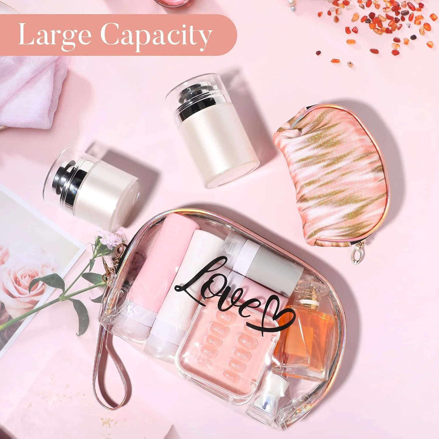 2PCs Portable Makeup Organizer Bag-LOVE(SA2405-125) - Image 9