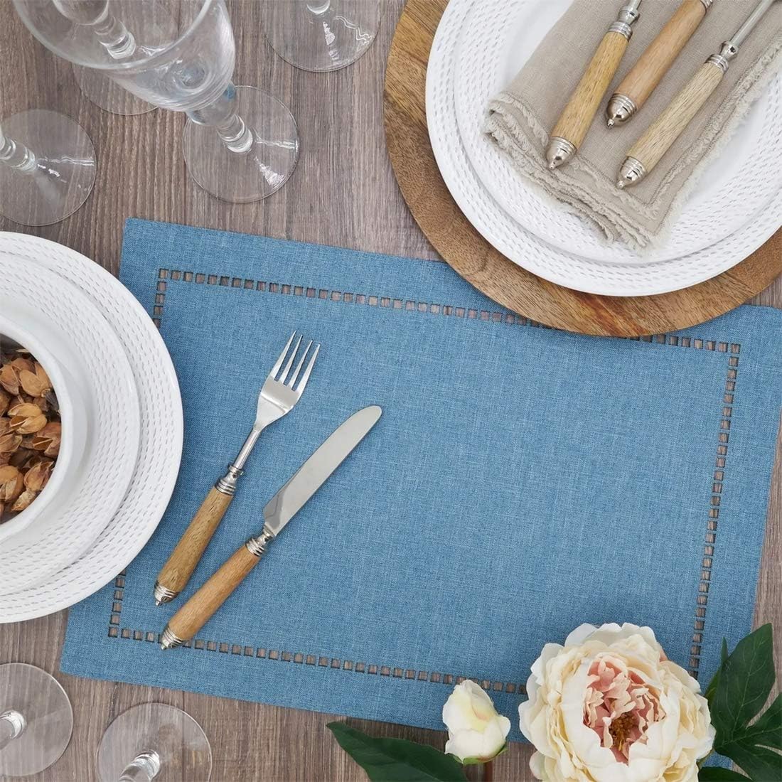 2PCs Rectangular Shape Placemats-(SA2405-252)-Blue