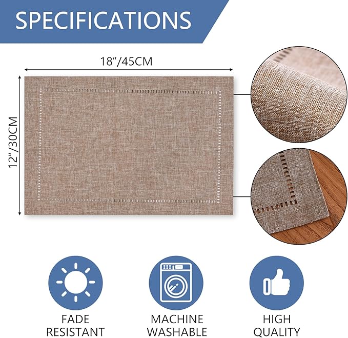2PCs Rectangular Shape Placemats-5852 (SA2405-252)Brown - Image 3