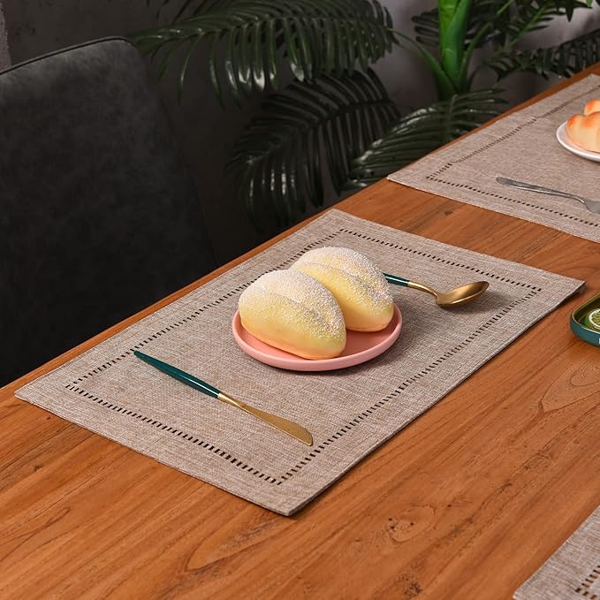 2PCs Rectangular Shape Placemats-5852 (SA2405-252)Brown - Image 5