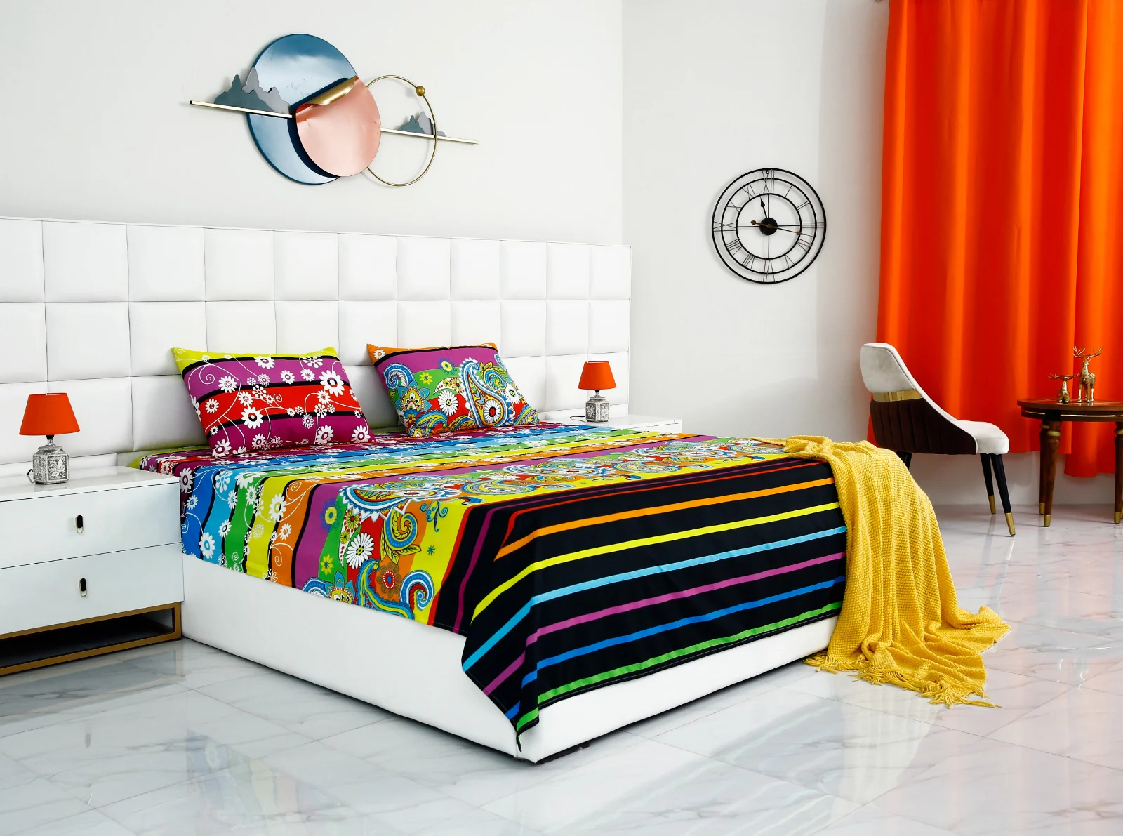 2Pcs Single Bed Sheet-Multi Flowers - Image 9