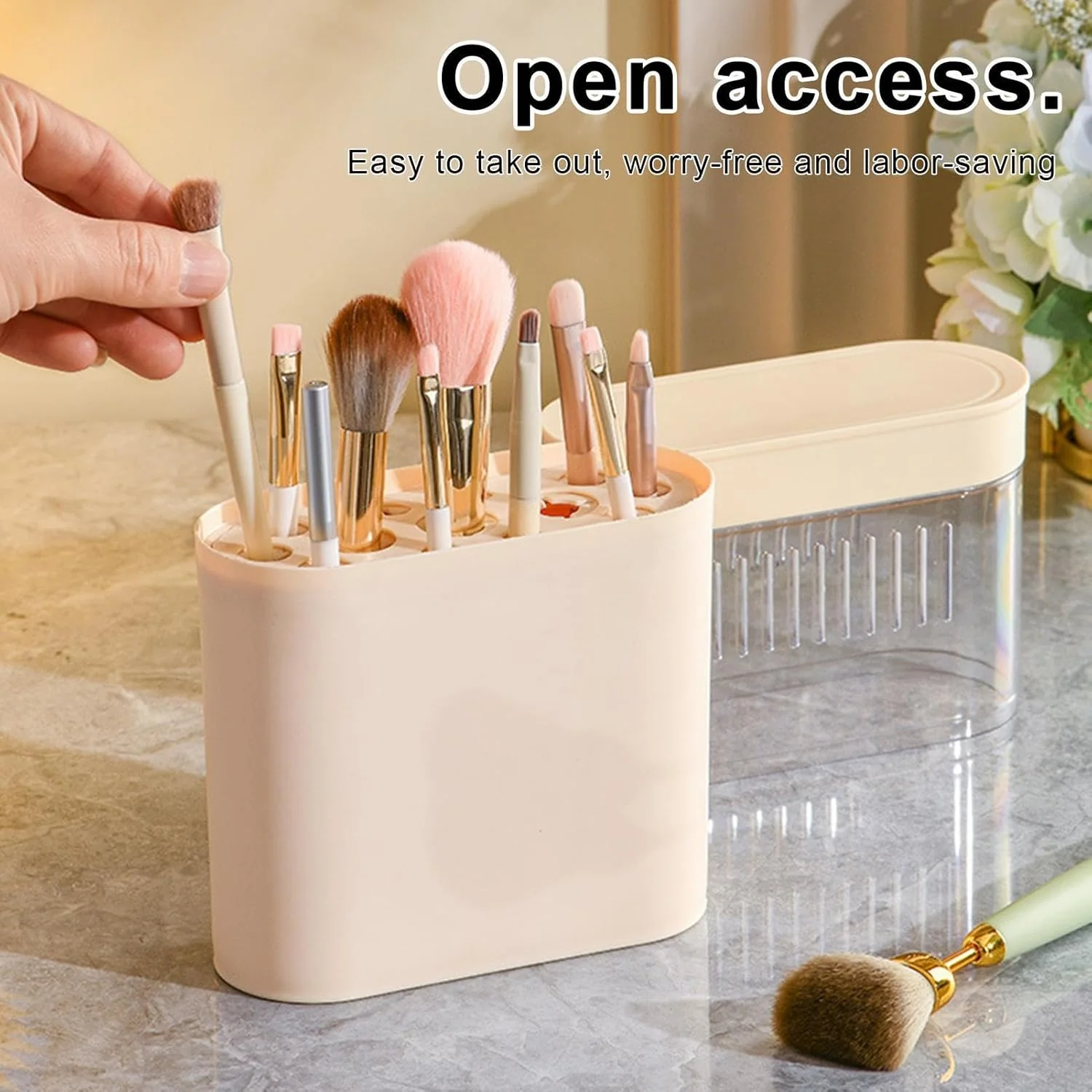 3 in 1 Makeup Brush Cleaning Box-beige - Image 7