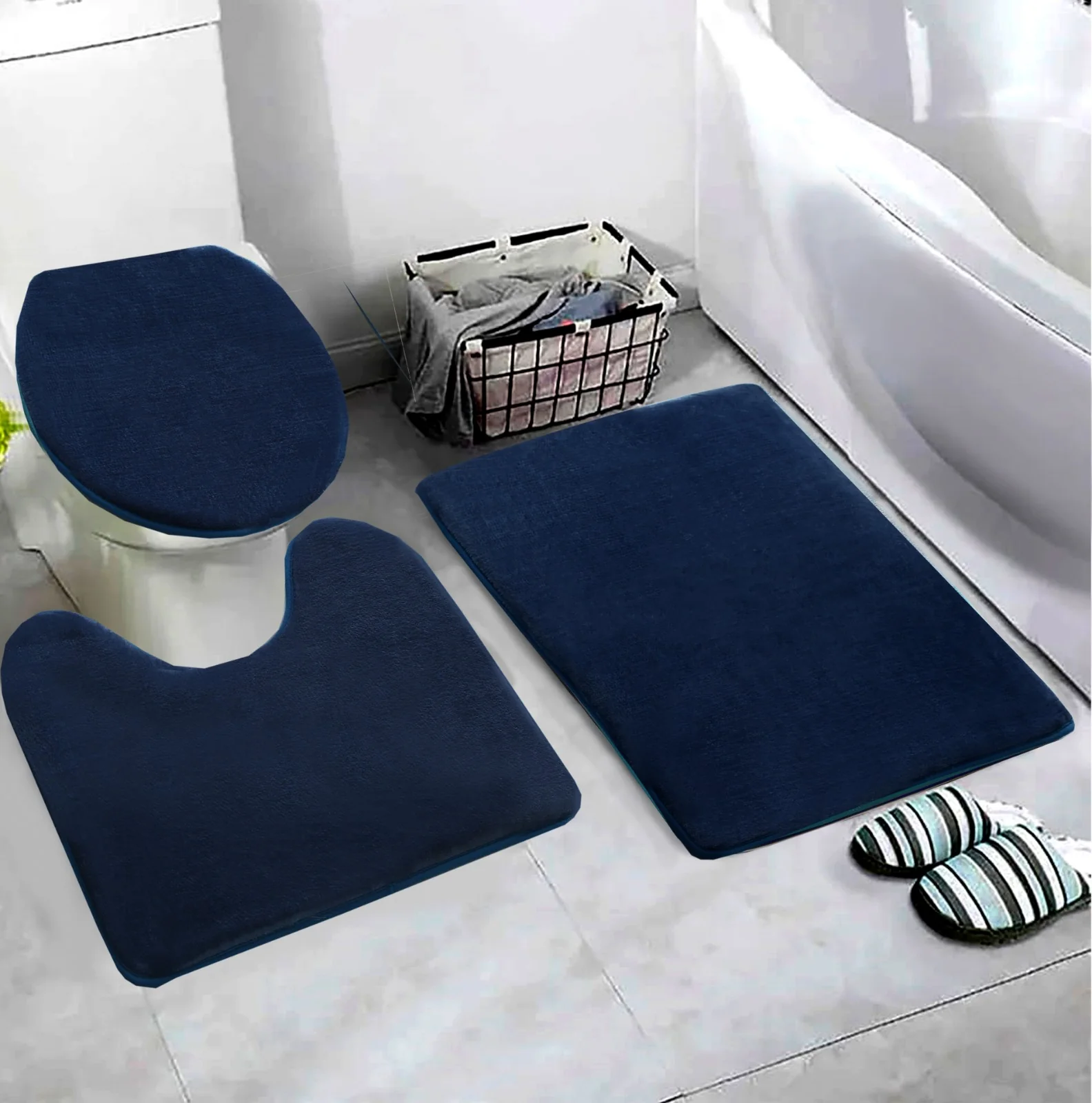 3 PCs Non Skid Suction Mat-SA2408-322(Navy Blue)