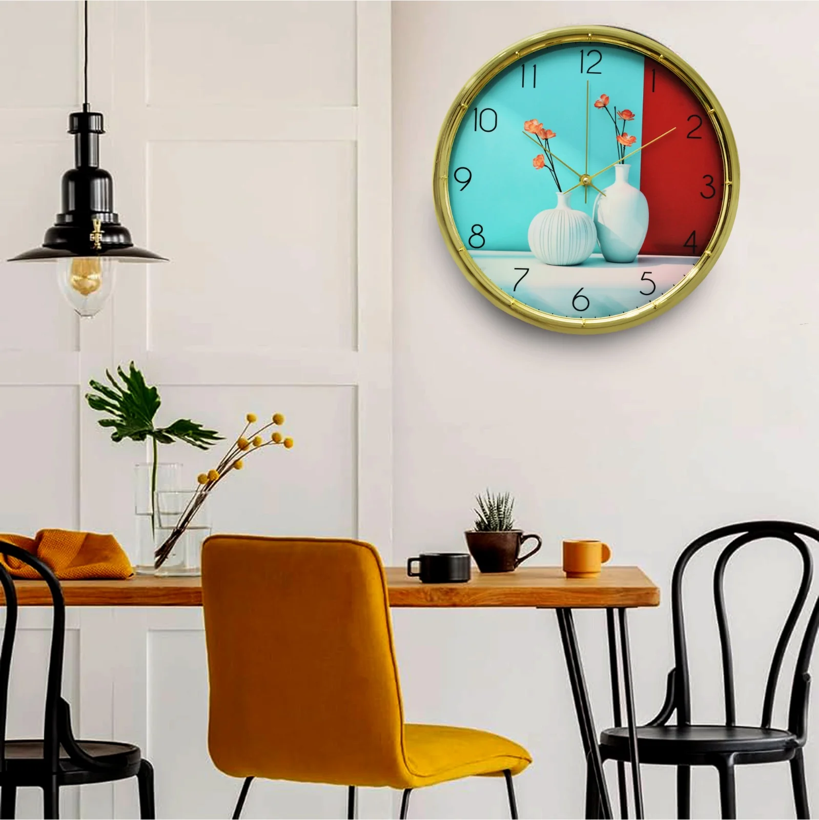 35 Cm Wall Clock SA-23-17-Double Vase