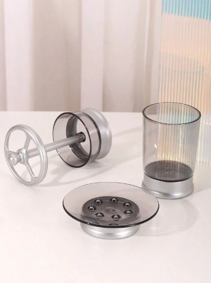 4 PCs Bath Accessories Set-(2582)Silver Glass - Image 3