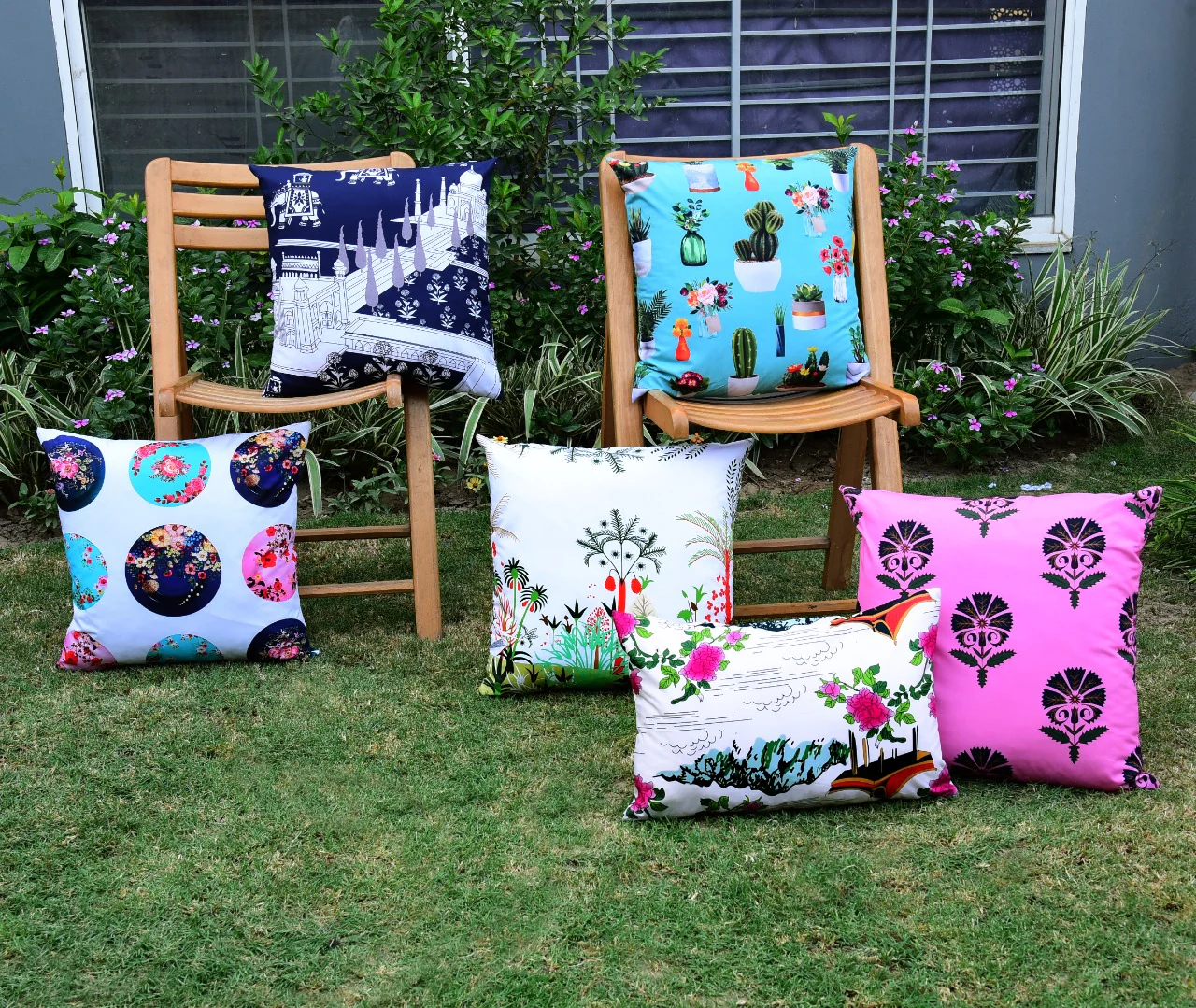 6 PCs Digital Printed Cotton Cushions-Taj Mahal - Image 7