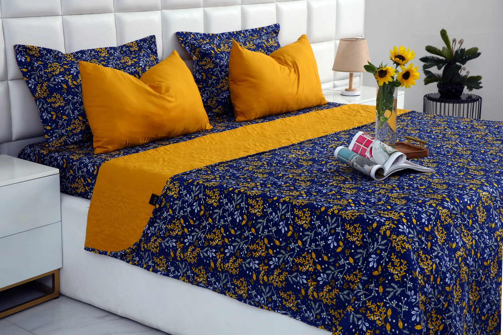 6 PCs Printed Bed Spread Set-Daffodil - Image 17