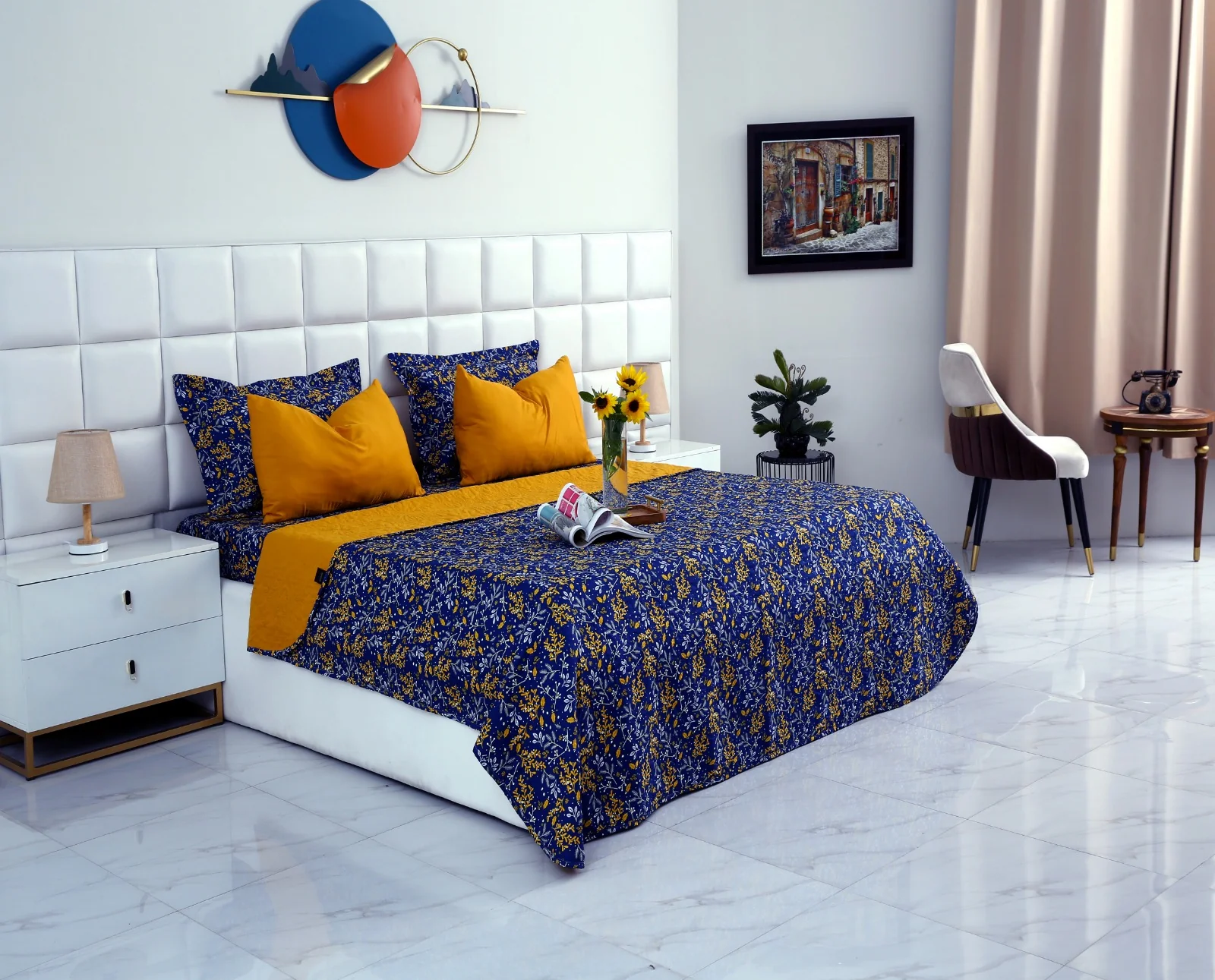 6 PCs Printed Bed Spread Set-Daffodil - Image 18