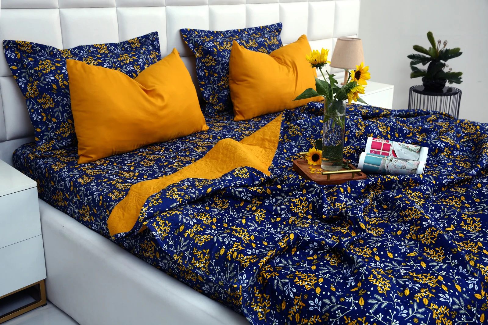 6 PCs Printed Bed Spread Set-Daffodil - Image 7