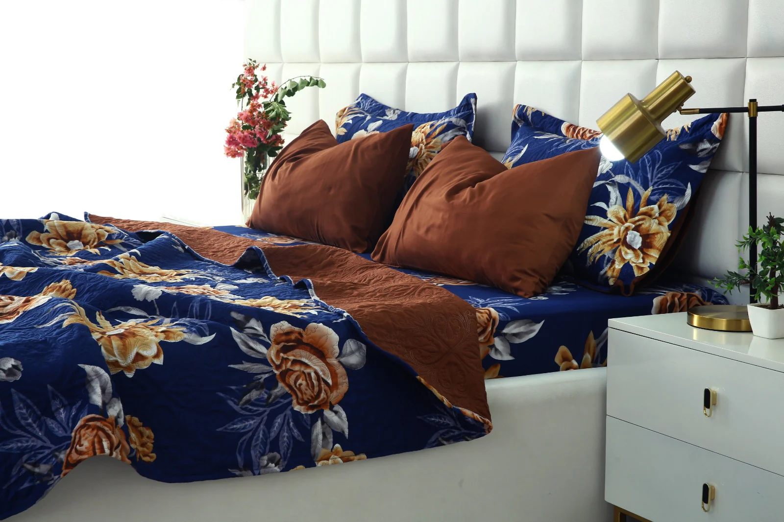 6 PCs Printed Bed Spread Set-Ethnic Flowers - Image 10