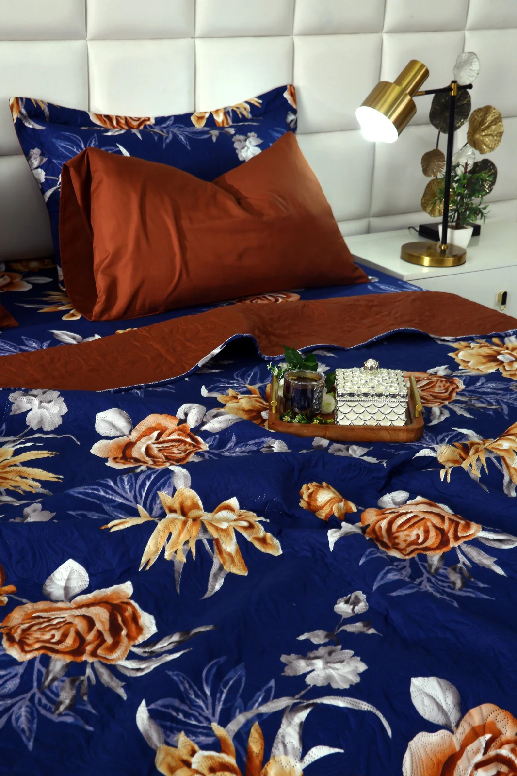 6 PCs Printed Bed Spread Set-Ethnic Flowers - Image 9