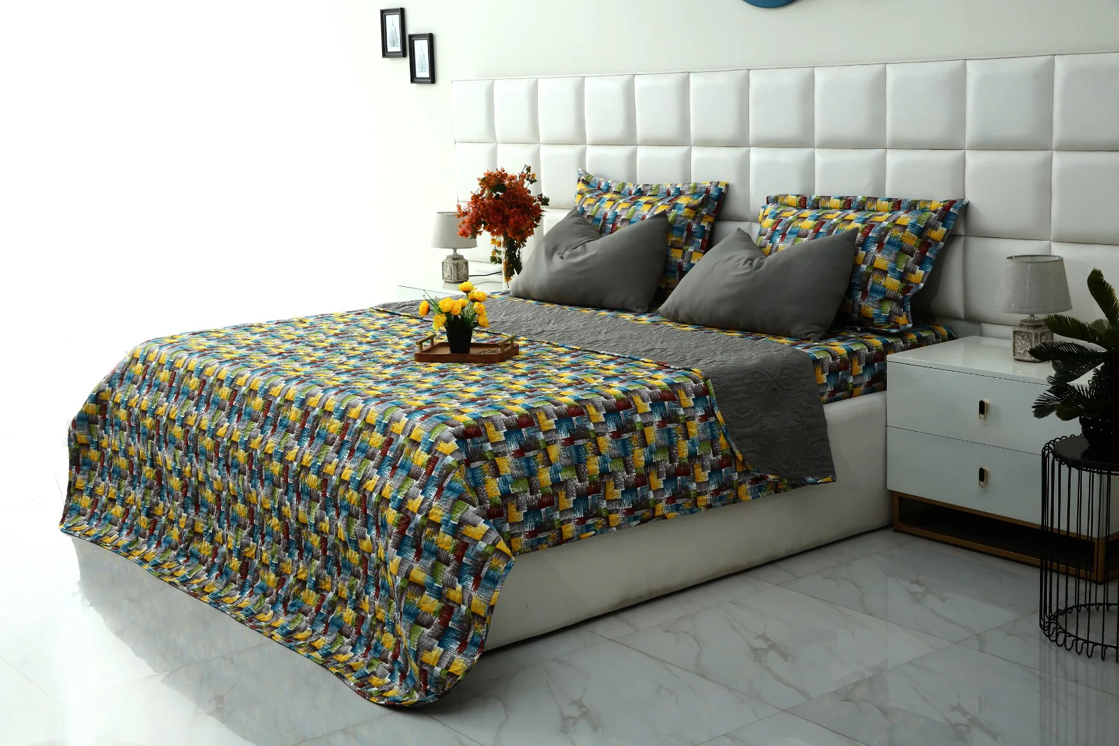 6 PCs Printed Bed Spread Set-Multi Ombre - Image 3