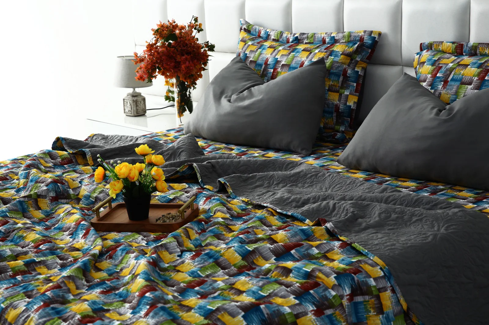 6 PCs Printed Bed Spread Set-Multi Ombre - Image 7