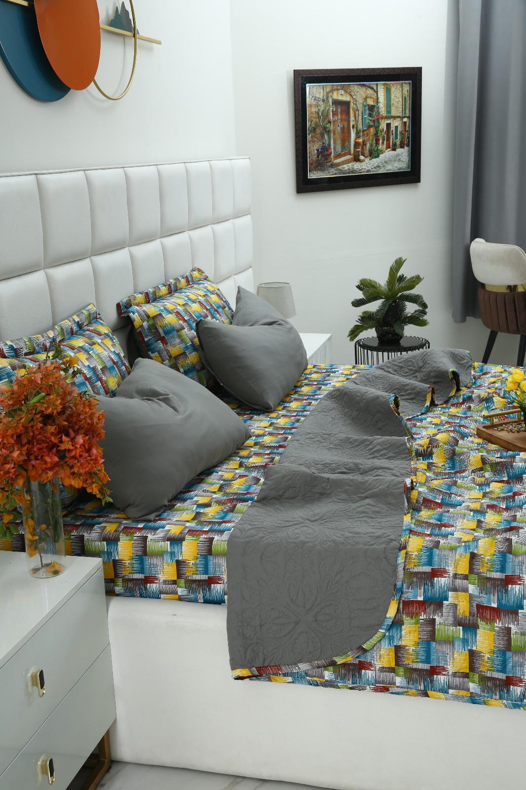 6 PCs Printed Bed Spread Set-Multi Ombre - Image 9