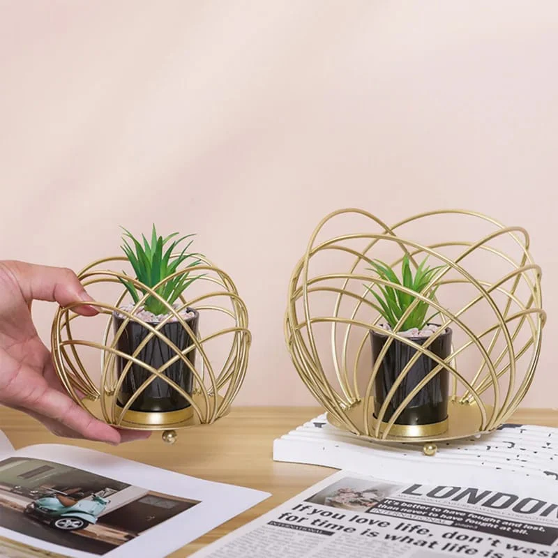 Cactus Metal Pot Stand-Golden(SA2405-153)