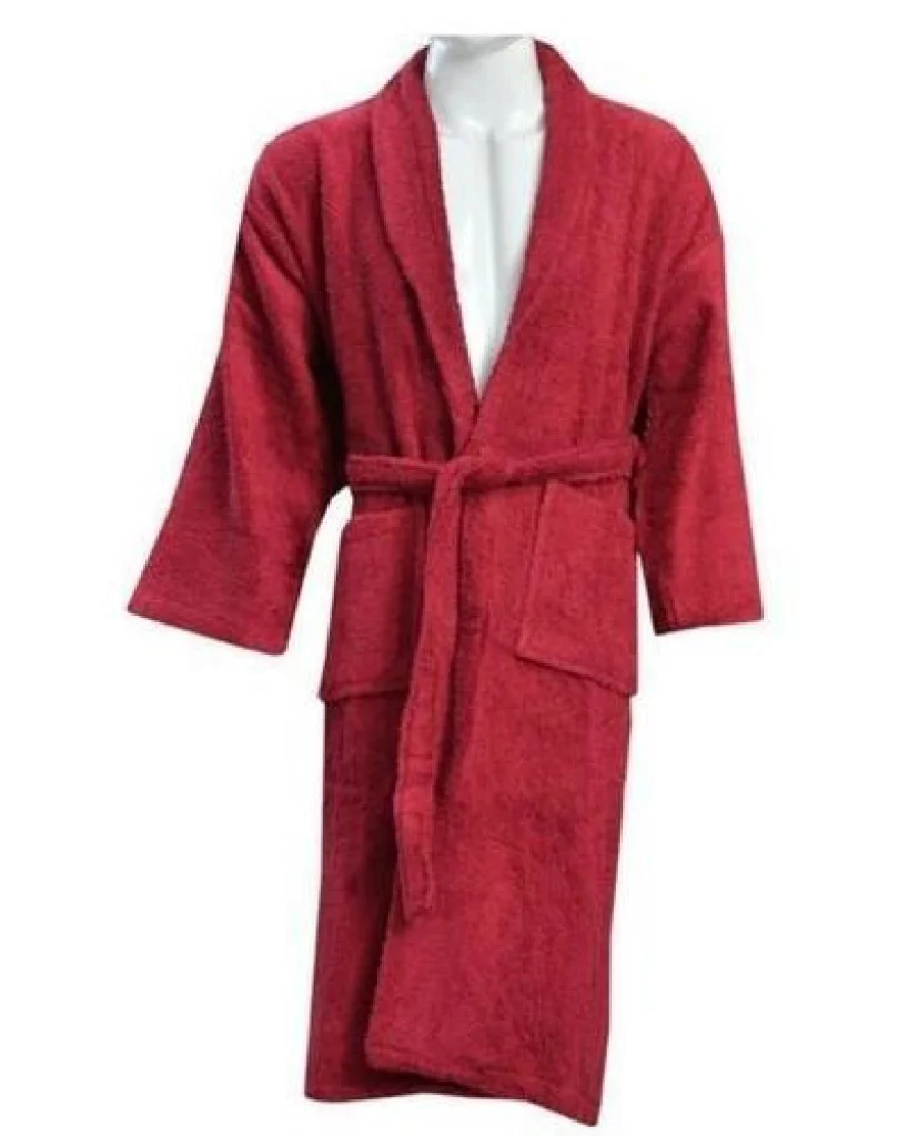 Cotton Bathrobe - Red - Image 2