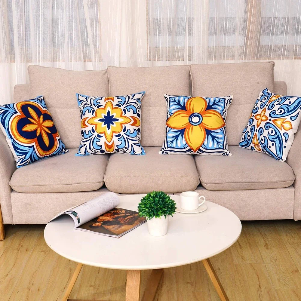 Digital Printed Cushions Assorted 4 PCs-Mustard Pattern - Image 2