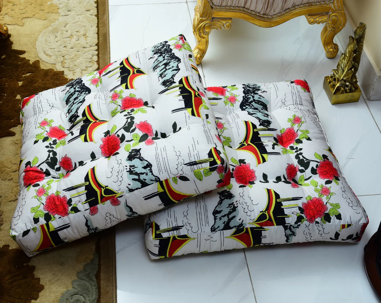 Digital Printed Square Floor Cushions-Angels Era - Image 4