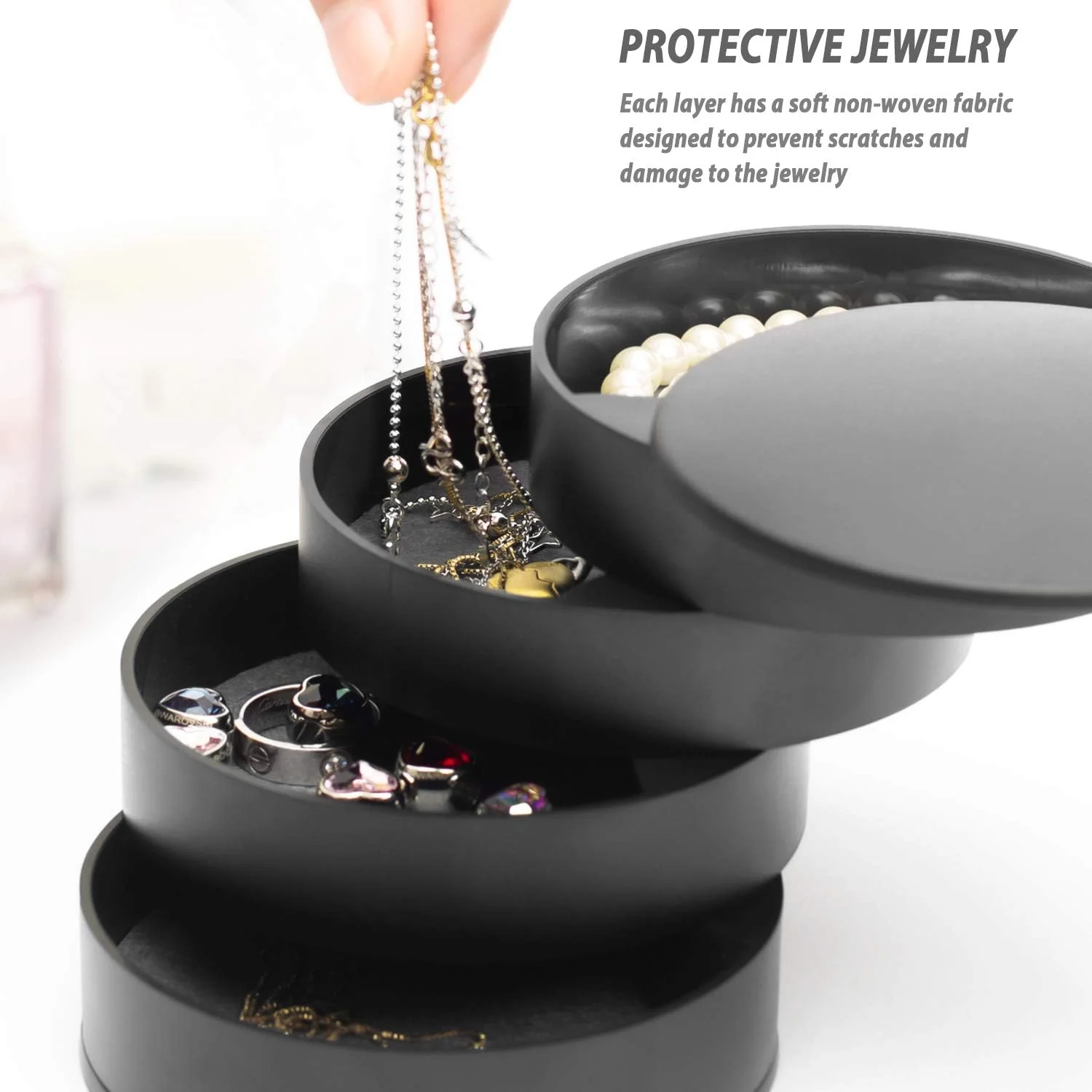 Jewelry Organizer With Mirror-SA2408-191(Black) - Image 4