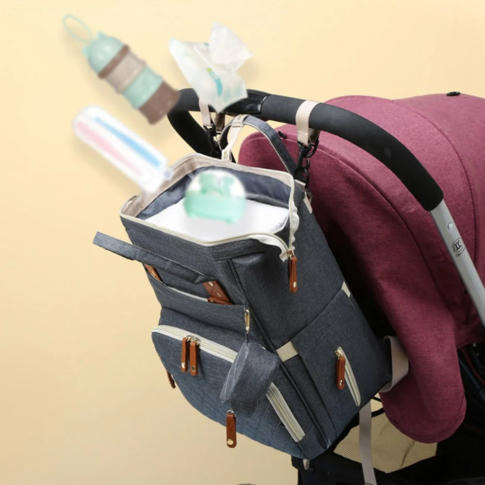 Large Diaper Backpack-SA2408-274(Grey) - Image 7
