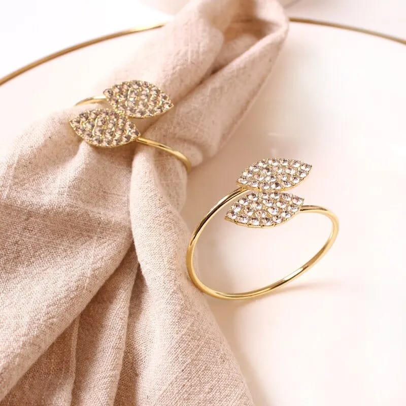 Napkin Holder Rings-Golden Dual Leaf - Image 2