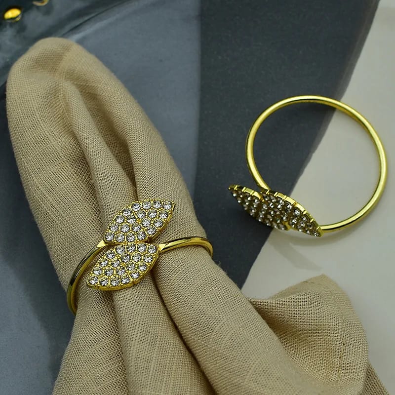 Napkin Holder Rings-Golden Dual Leaf - Image 4