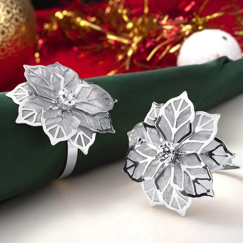 Napkin Holder Rings-Silver Flower - Image 5