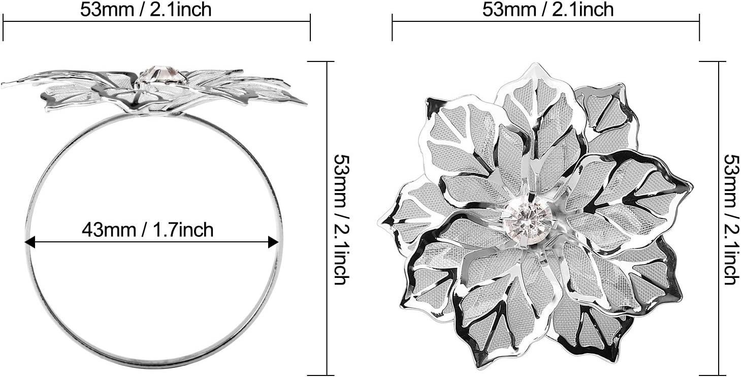 Napkin Holder Rings-Silver Flower - Image 9