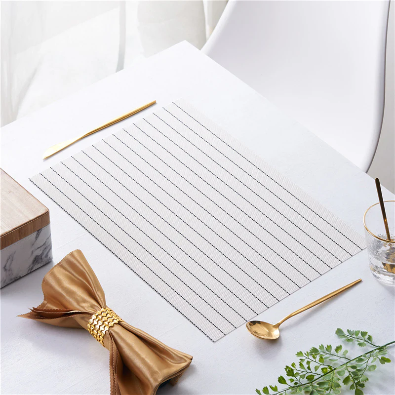 PVC Table Place Mats-White Stripes - Image 3