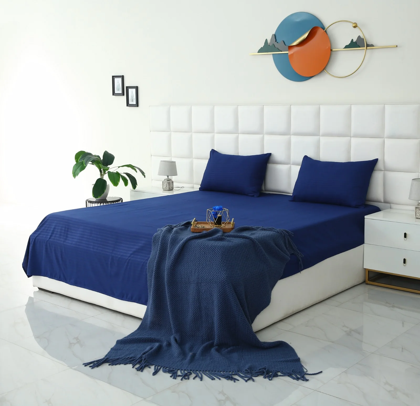 Quilted Waterproof Mattress Protector-Navy Blue - Image 17