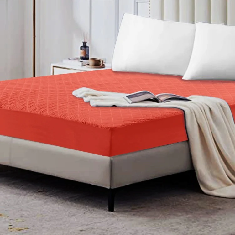 Quilted Waterproof Mattress Protector-Orange - Image 2