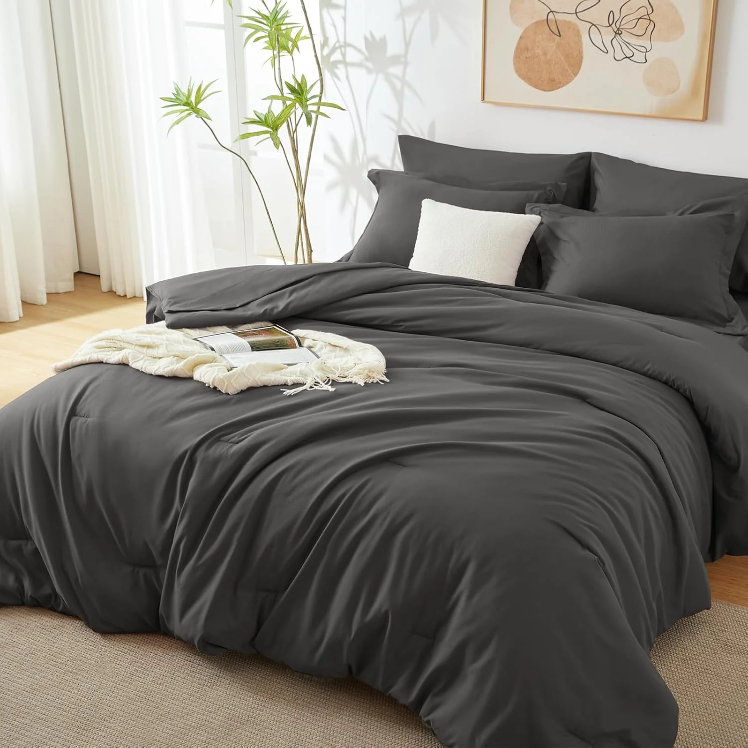 Solid Duvet Cover-Grey - Image 4