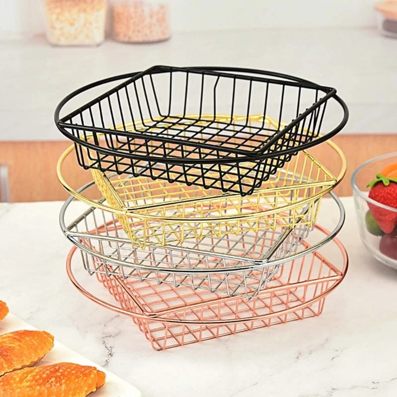 Stainless Steel Top Square Top Round Snack 5650Basket-Black - Image 3