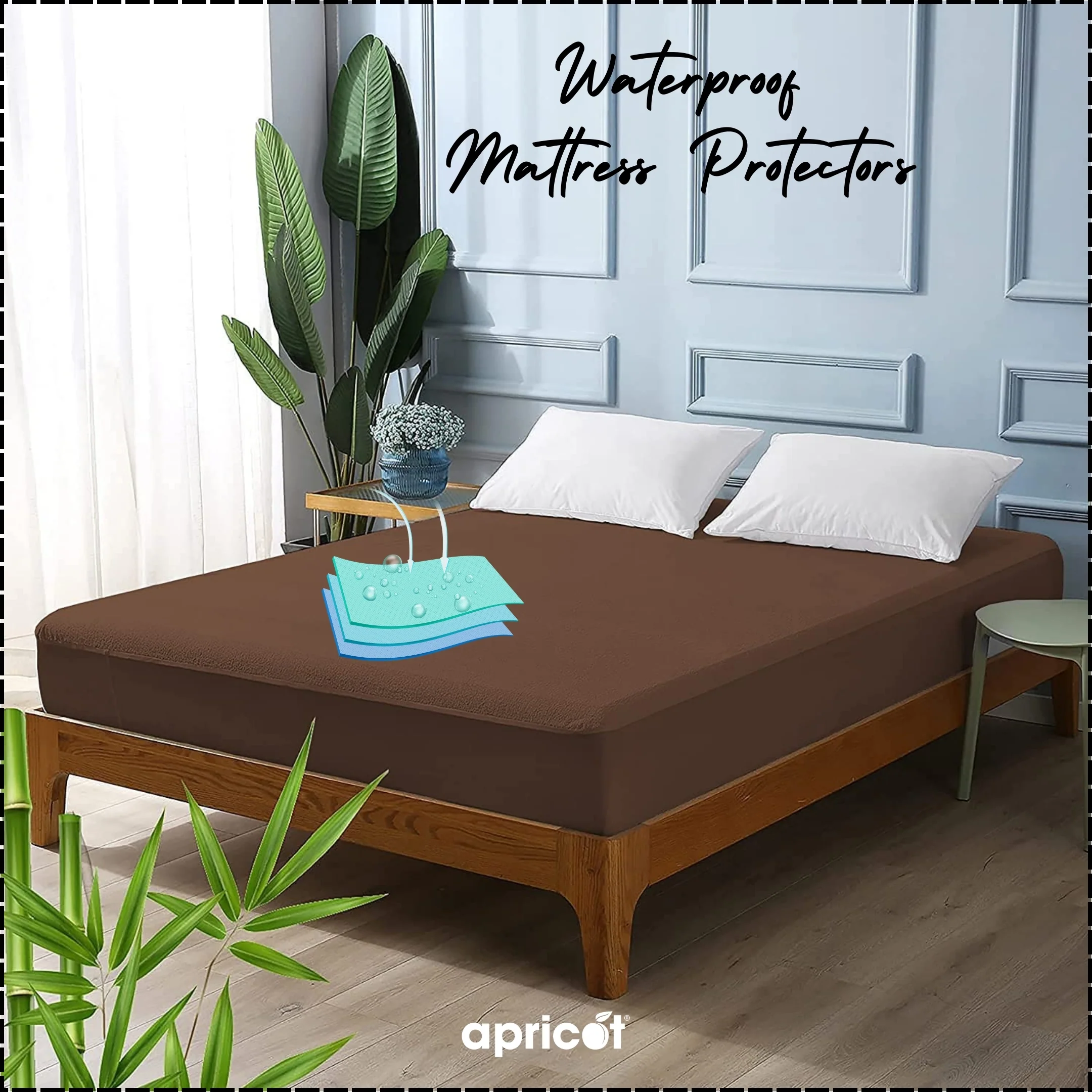 Terry Waterproof Mattress Protector-Brown
