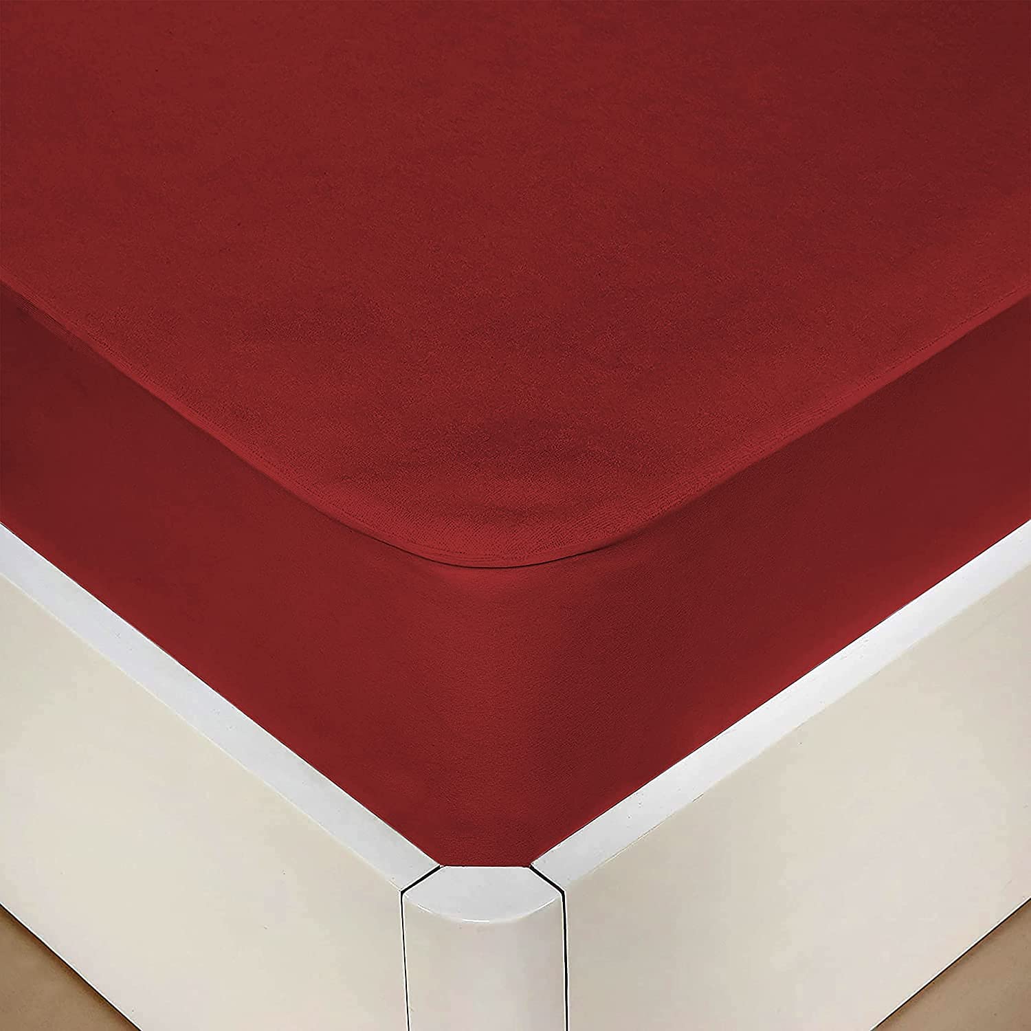 Terry Waterproof Mattress Protector- Maroon - Image 2