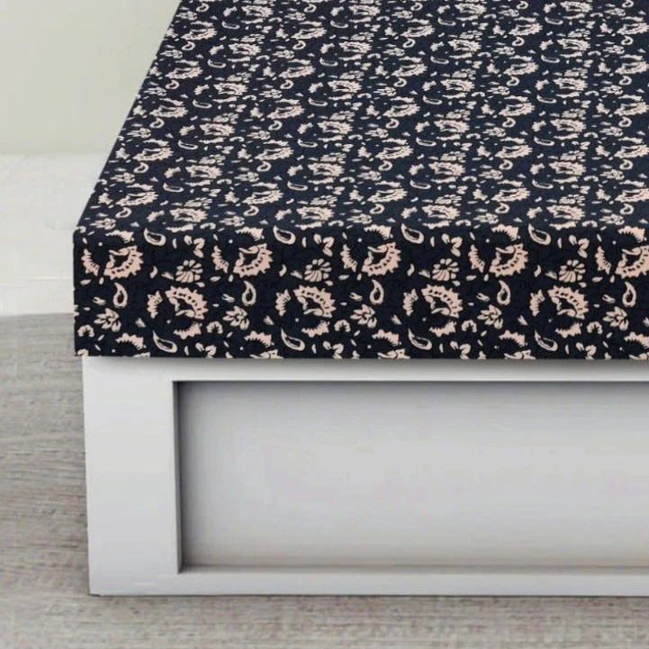 Zipper Mattress Cover Printed-Beige Flower - Image 2