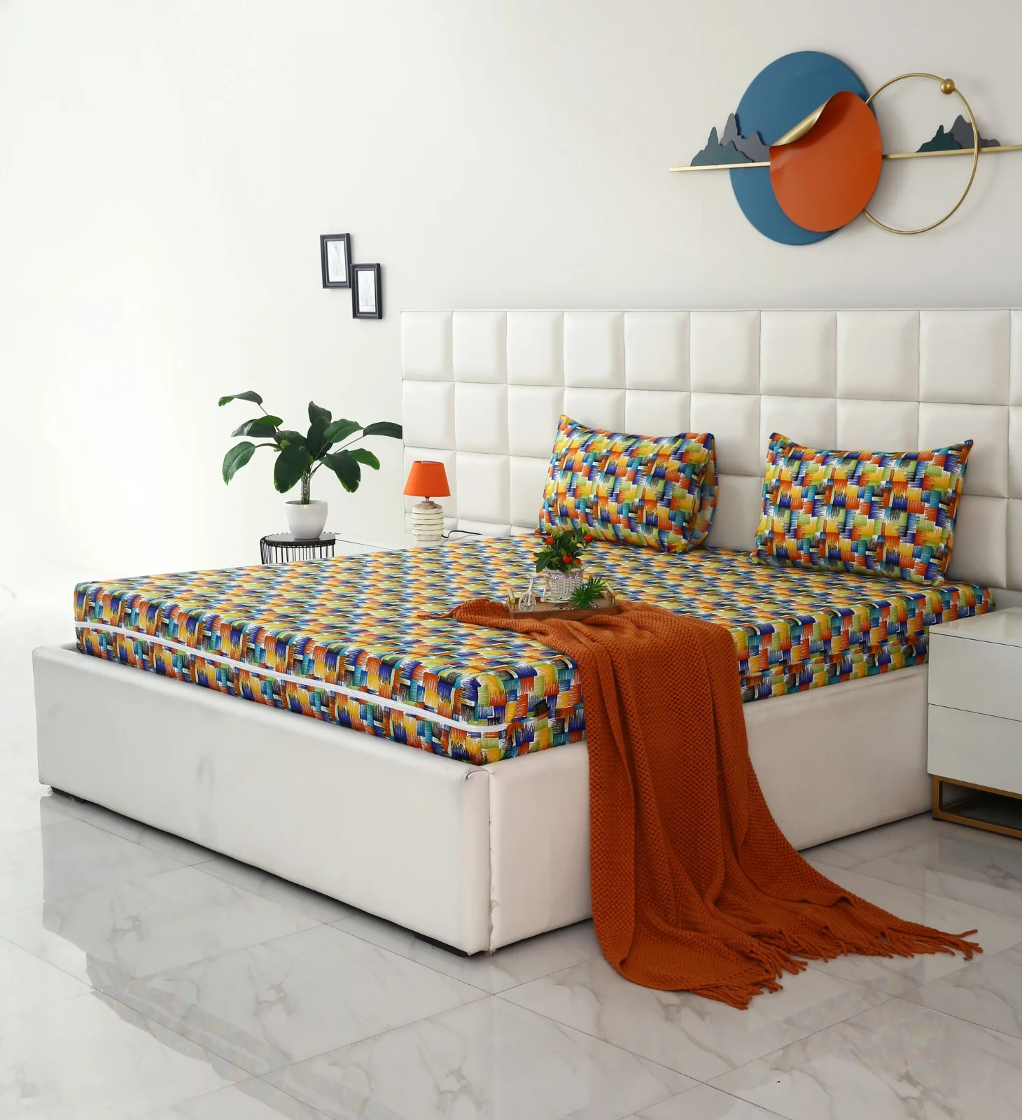 Zipper Mattress Cover Printed-Coral Rush - Image 11
